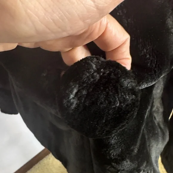 Elegant Vintage Black Faux Fur Short Stylish Jacket Big Button - Picture 7 of 11